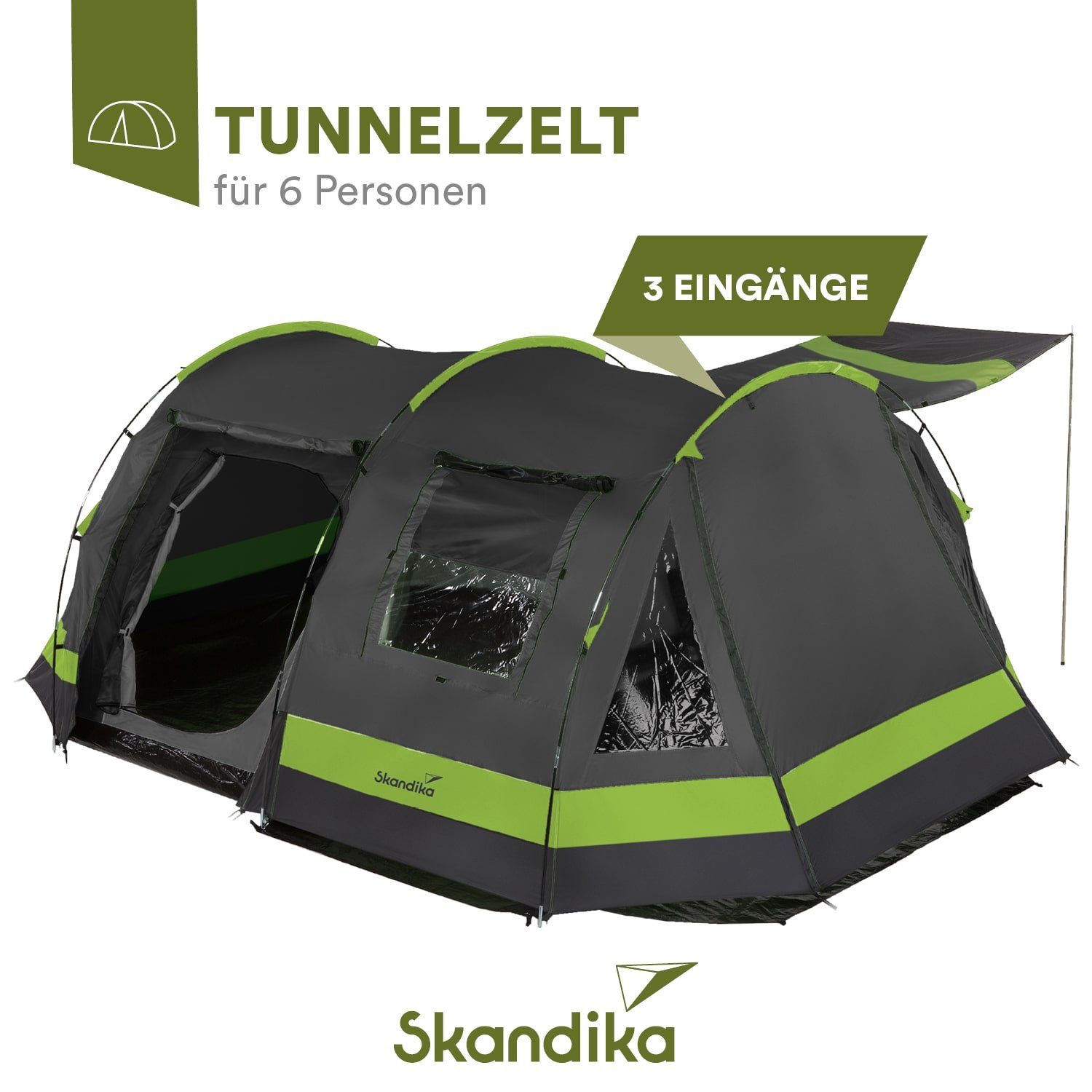 Skandika Tunnelzelt Campingzelt, Familienzelt, Kambo 6, mit dunkler Schlafk günstig online kaufen
