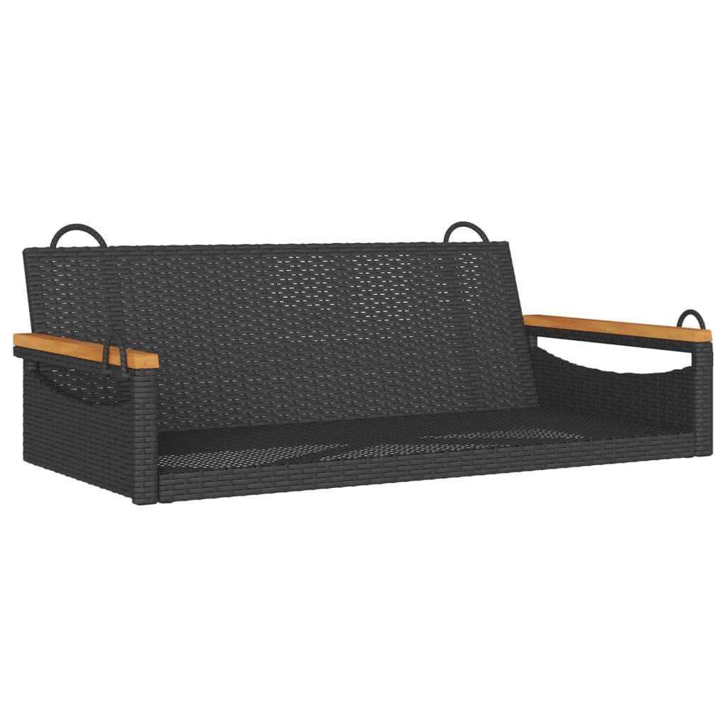 vidaXL Gartenbank Hängebank Schwarz 109x62x40 cm Poly Rattan (1-St)