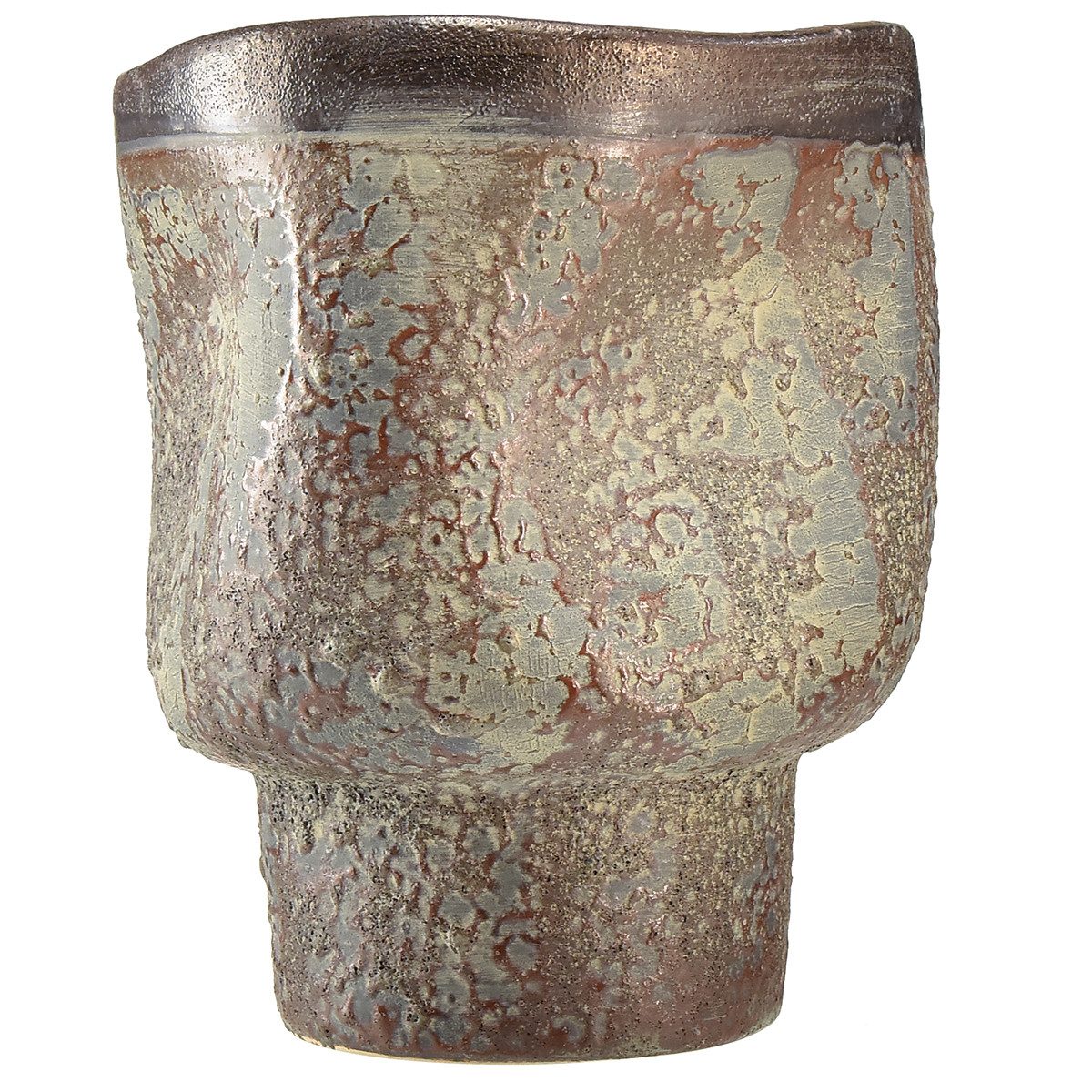 Viana Übertopf Keramik Deko Vase Metallic Braun Graublau, Design Übertopf