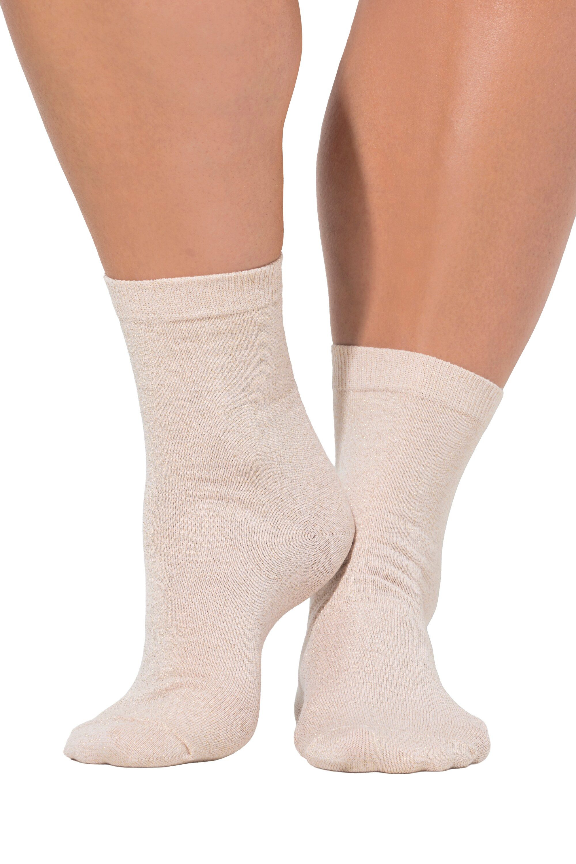 Ulla Popken Kuschelsocken Strümpfe 3er-Pack Glitzereffekt Rippbündchen