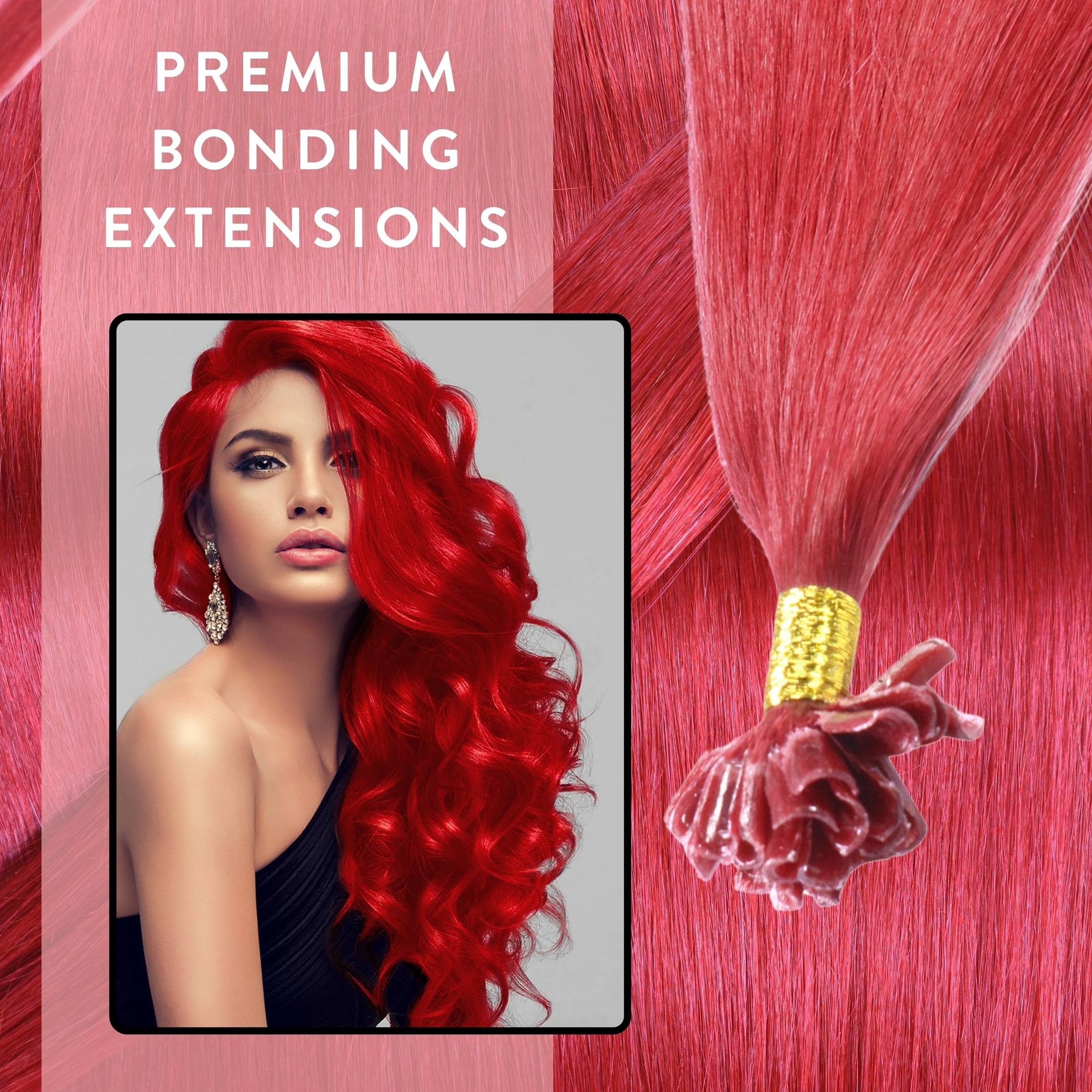 hair2heart Echthaar-Extension Premium Remy Bonding Extensions #0/44 Rot-Intensiv 40cm