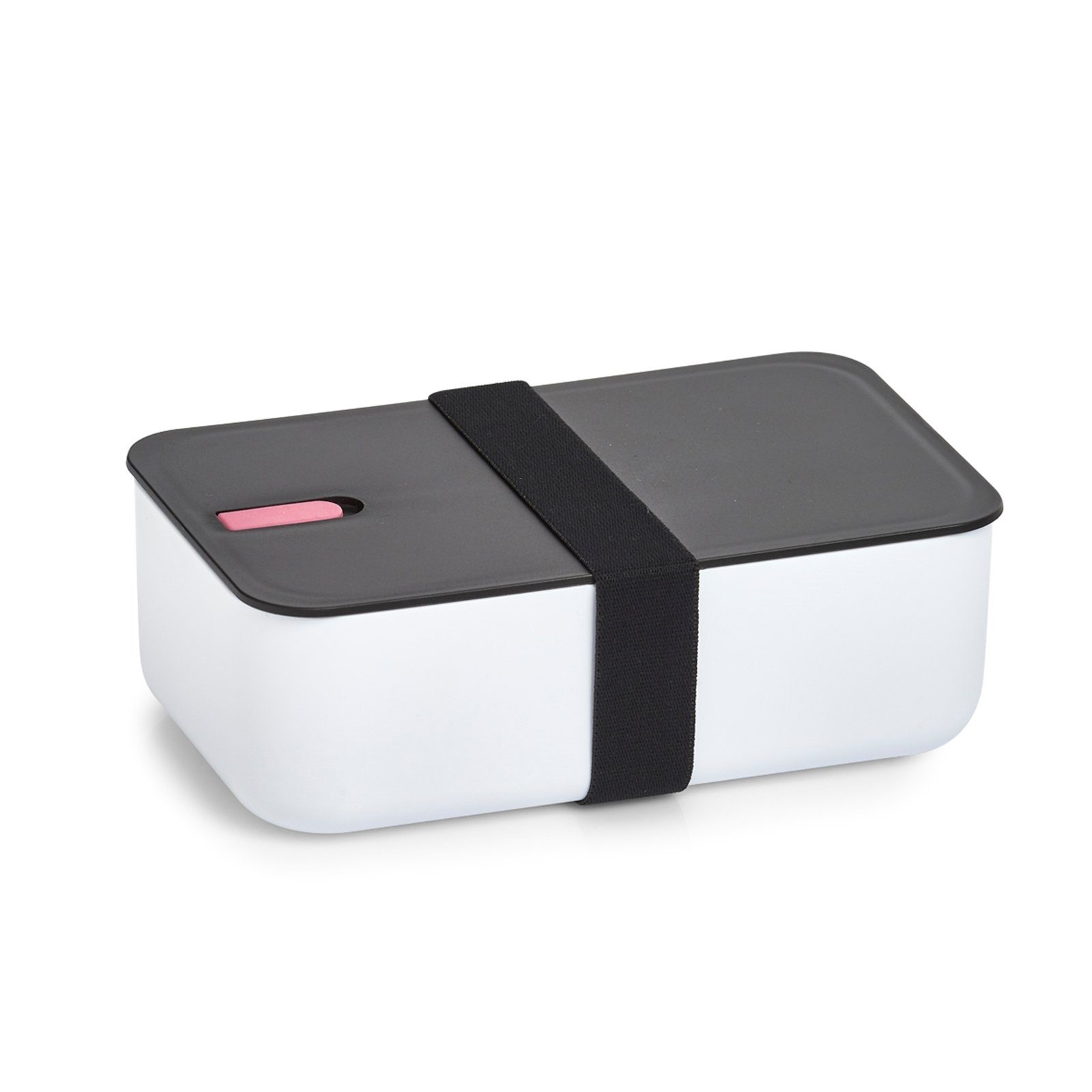 Pink Lunchbox Schwarz, Deckel Lunchbox Kunststoff, Frischhaltedose Weiß, Frischhaltebox Gummiband, mit Neuetischkultur und