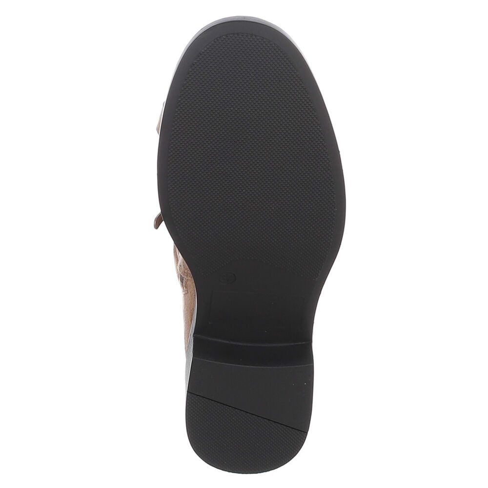 Ital-Design Damenstiefel mit hohem Schaft und Blockabsatz Stiefel (92269303) Blockabsatz Flache Stiefel in Hellbraun