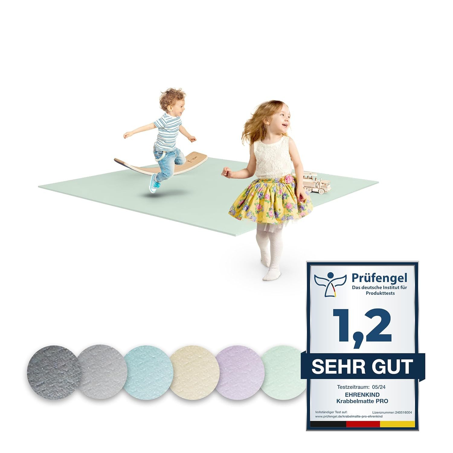 Ehrenkind Spielmatte Krabbelmatte Pro, rutschfeste Babymatte, Spielmatte (Exzellenter Schutz beim Spielen & Toben, Warm, isolierend & weich, 160x160 cm), Extra dick und soft, Made in Germany, Oeko-Tex 100, Spielmatte Baby