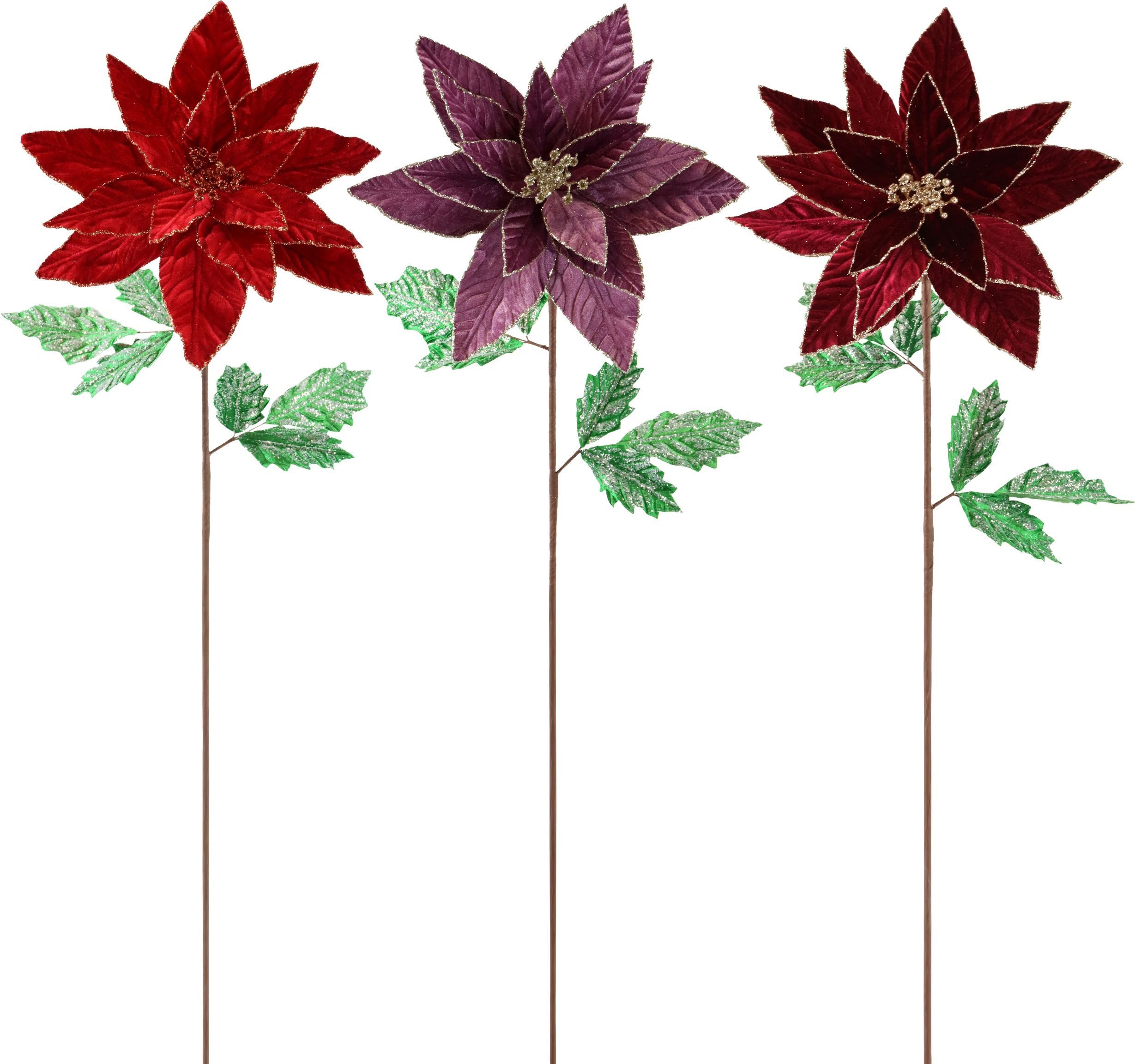 Kunstblume Stella Di Natale, FURNARO, Höhe 70 cm, 3-teilig, Blumenmotiv, Polyester, Ø30 x 70 cm