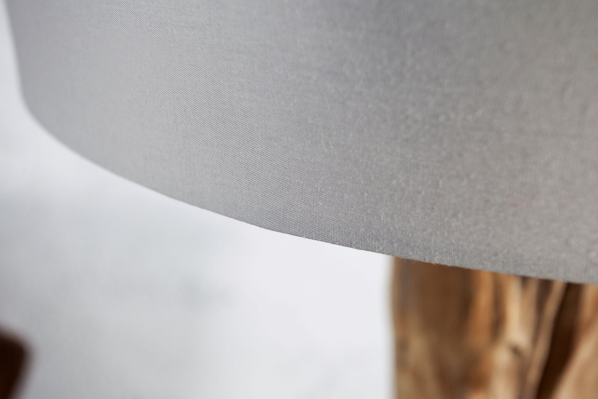 in ROOTS, Natur Ø Leuchtmittel, Stehlampe Schirm: 50 160 Holz cm cm ohne Hellgrau Licht-Erlebnisse Leinen
