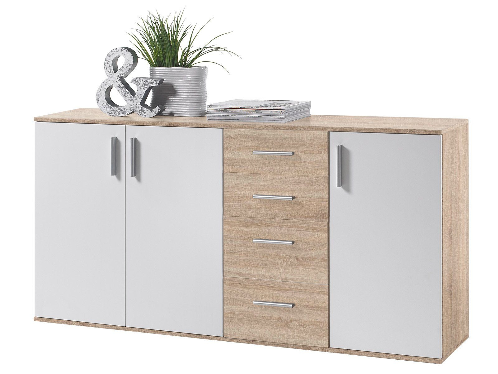 PREISBRECHER Kommode Kommode >Freida< in Weiß - 160x82x35cm (BxHxT), 160 x 82 x 35 cm (B/H/T)
