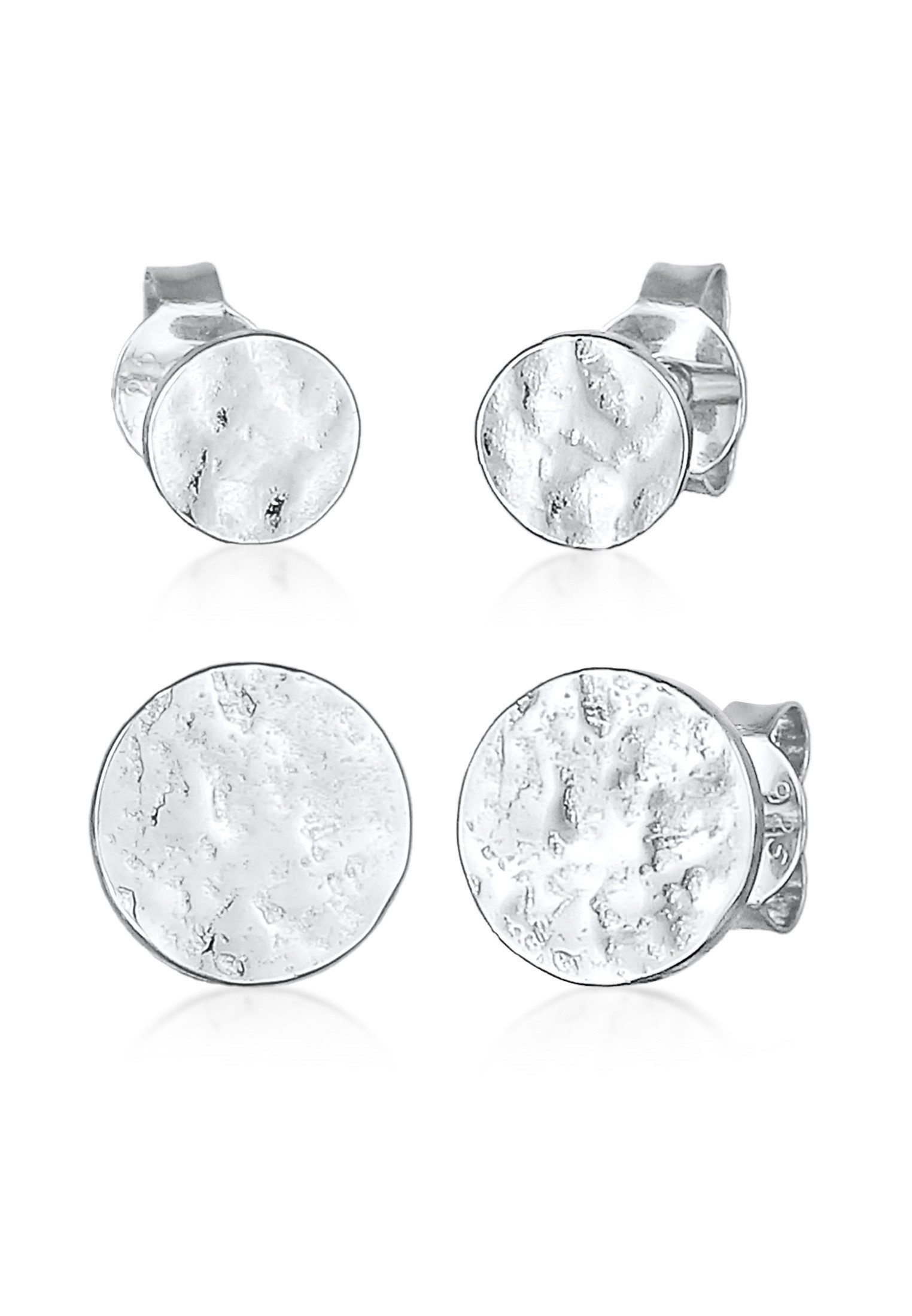 Ohrring-Set Plättchen Organic Rund 925 Sterling Silber