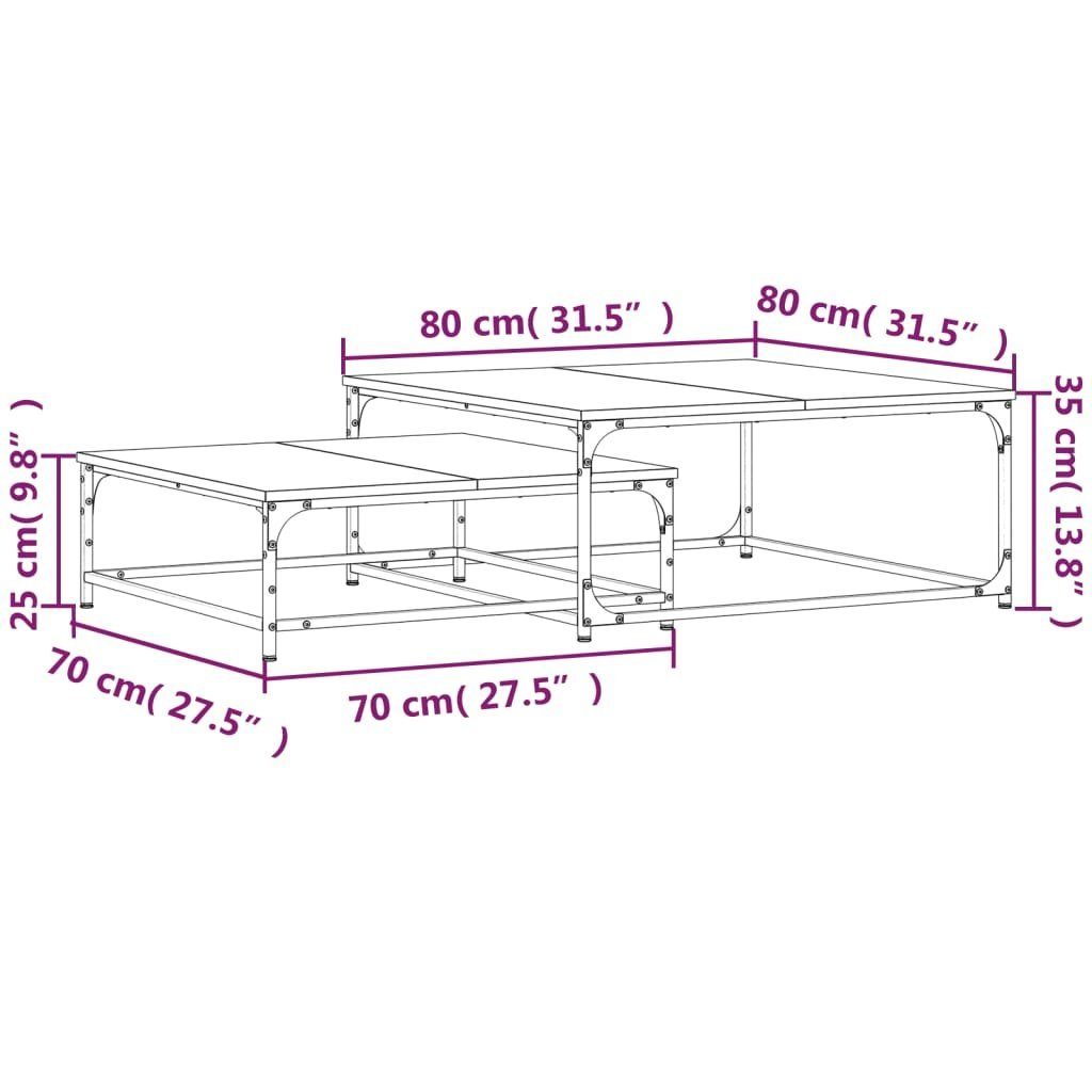 vidaXL Couchtisch Satztische 2 Räuchereiche Räuchereiche (1-St) | Holzwerkstoff Stk. Räuchereiche