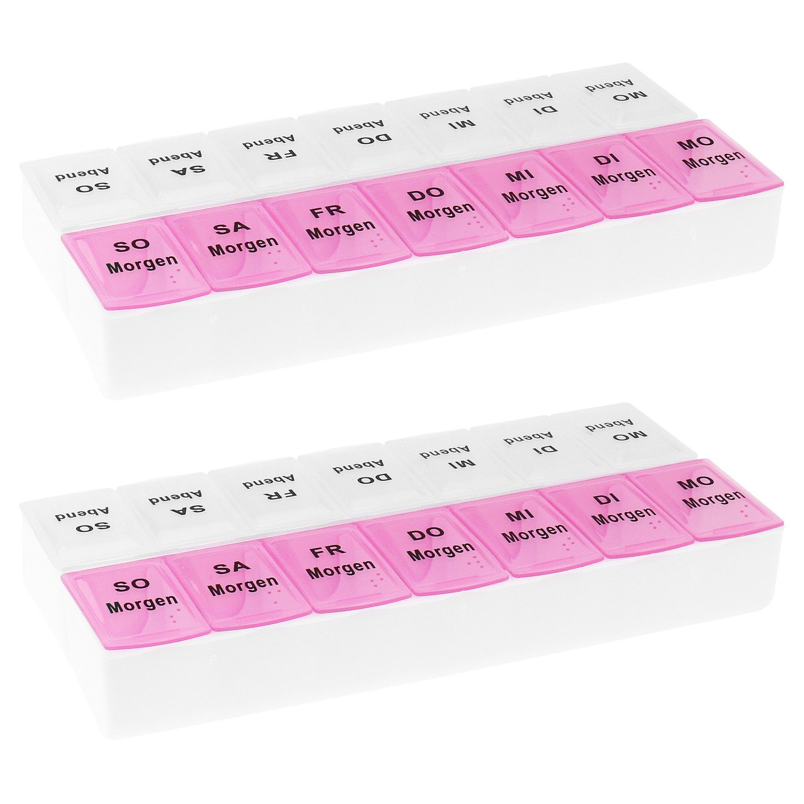 Wellgro Pillendose 2x Tablettenbox für 7 Tage mit je 2 Fächer pro Tag