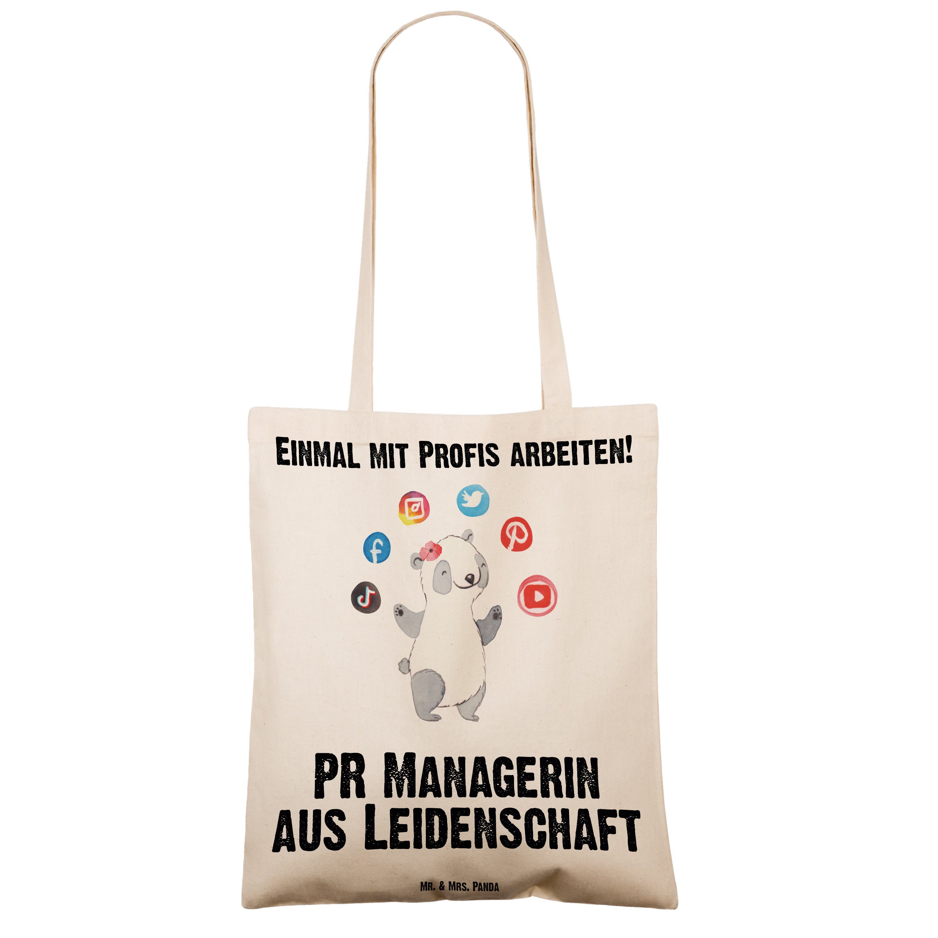 Mr. & Transparent - Panda aus Mrs. Tragetasche Stoffbeutel, (1-tlg) Managerin Leidenschaft - PR Geschenk