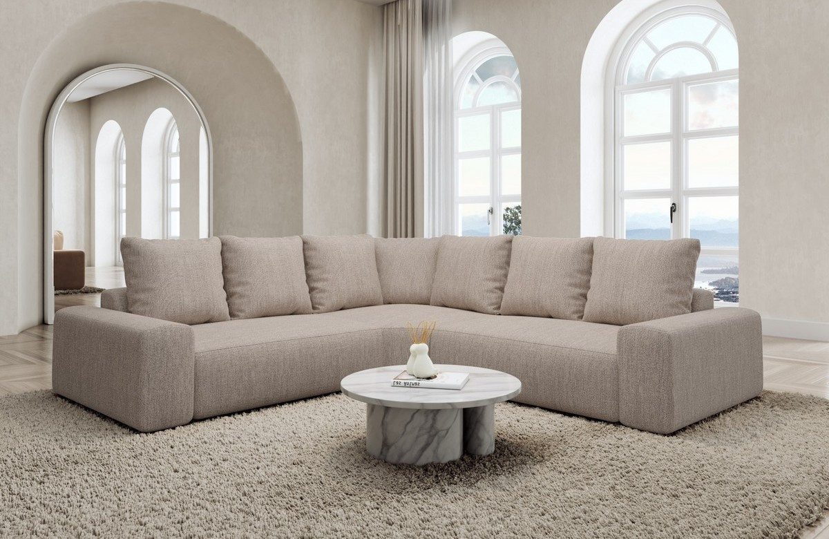 Sofa Dreams Ecksofa Ecksofa Gomera L Form Stoff, Strukturstoff, Samtstoff, Boucléstoff, Zierkissen, L-Form, Ecksofa