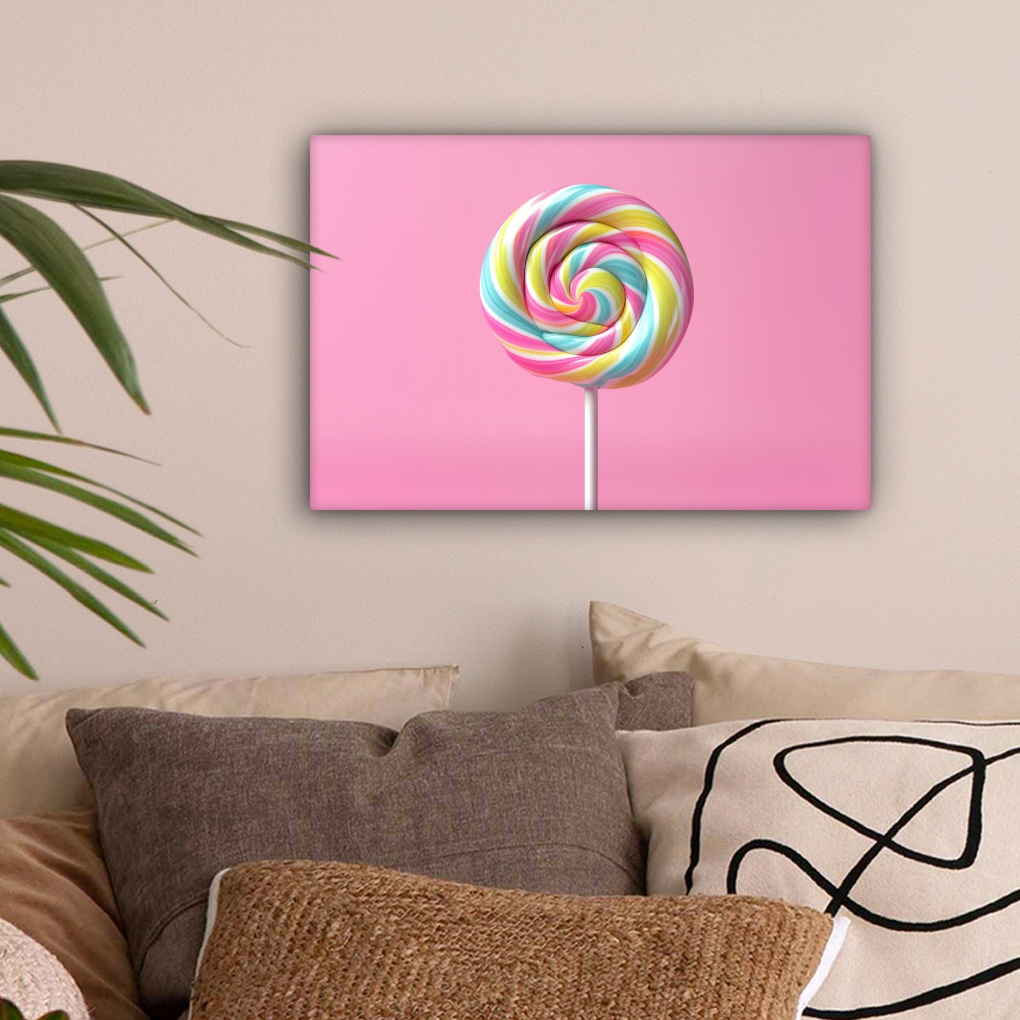 OneMillionCanvasses® Leinwandbild Lollipop - Rosa - Süßigkeit - Süß, Fotodr günstig online kaufen