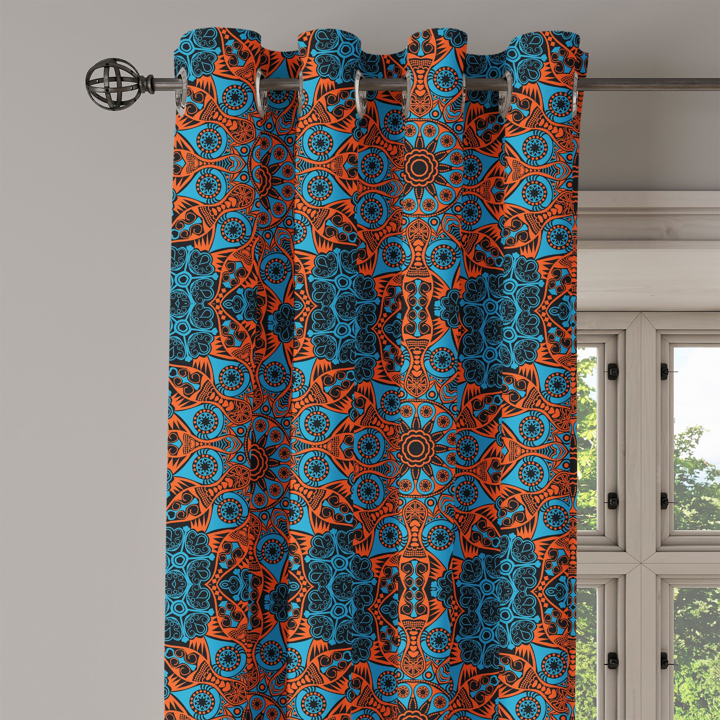 Lace 2-Panel-Fenstervorhänge Wohnzimmer, Abakuhaus, Motif Mandala Dekorative für Schlafzimmer Chinese Gardine