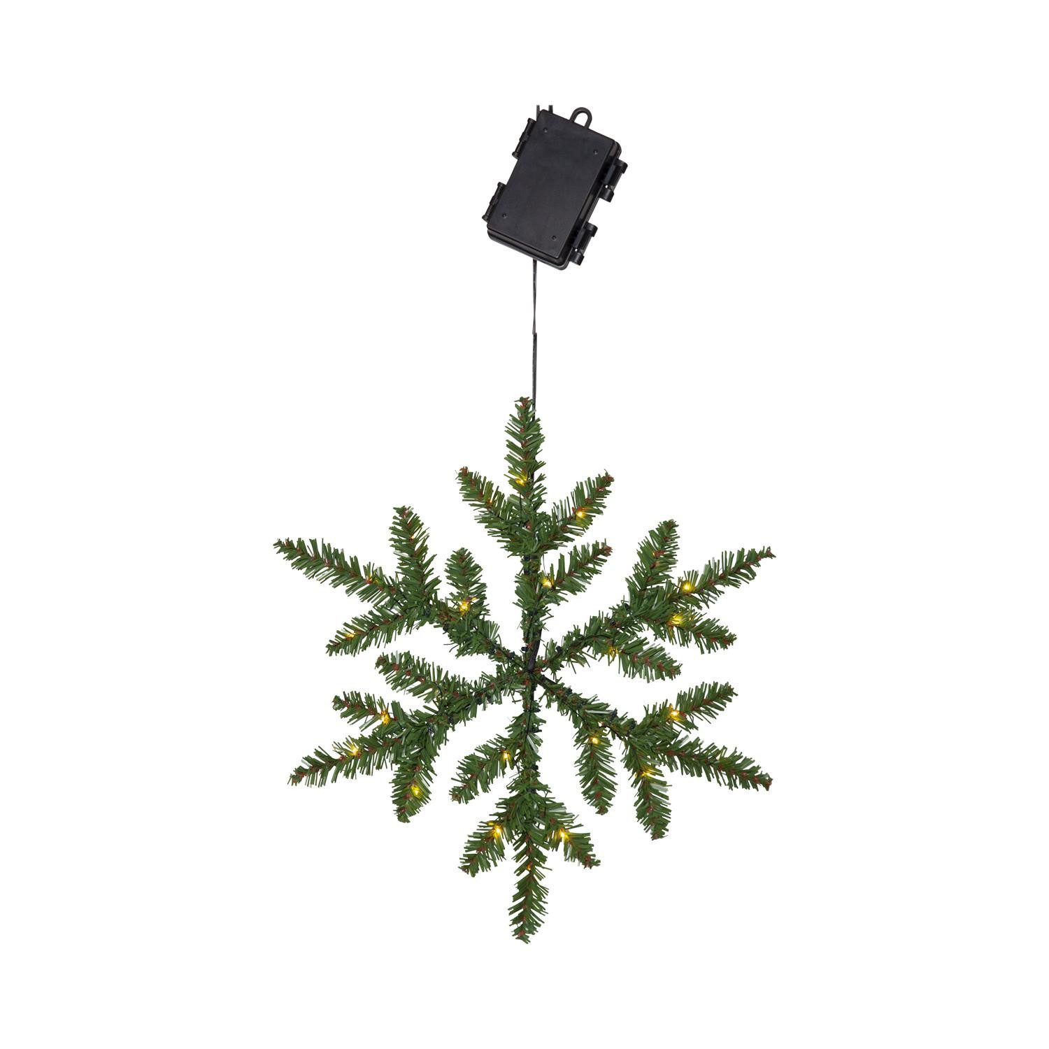STAR TRADING LED Dekolicht LED Deko Snowflake, LED Tannenzweige,Snowflake' als Schneeflocke, Batterien + Timer, 24 w
