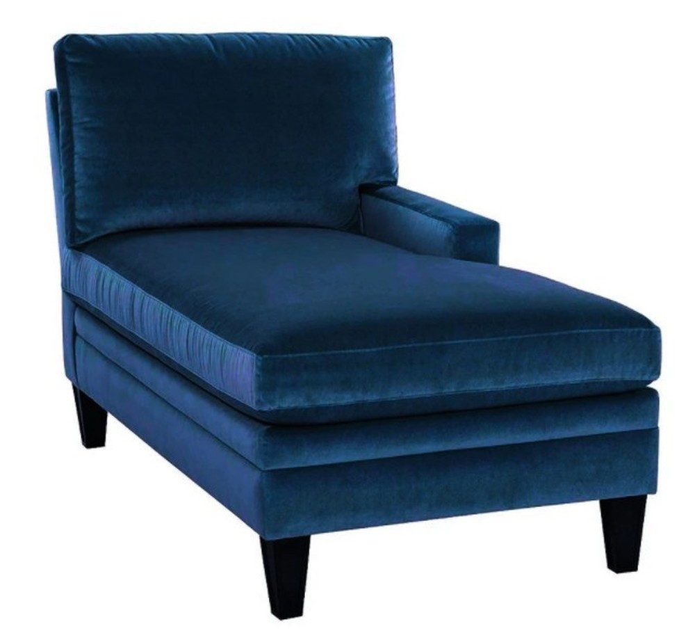 JVmoebel Chaiselongue Moderne Chaiselongue in Blau mit Velvet-Oberfläche und Holzfüßen, 1 Teile, Made in Europa