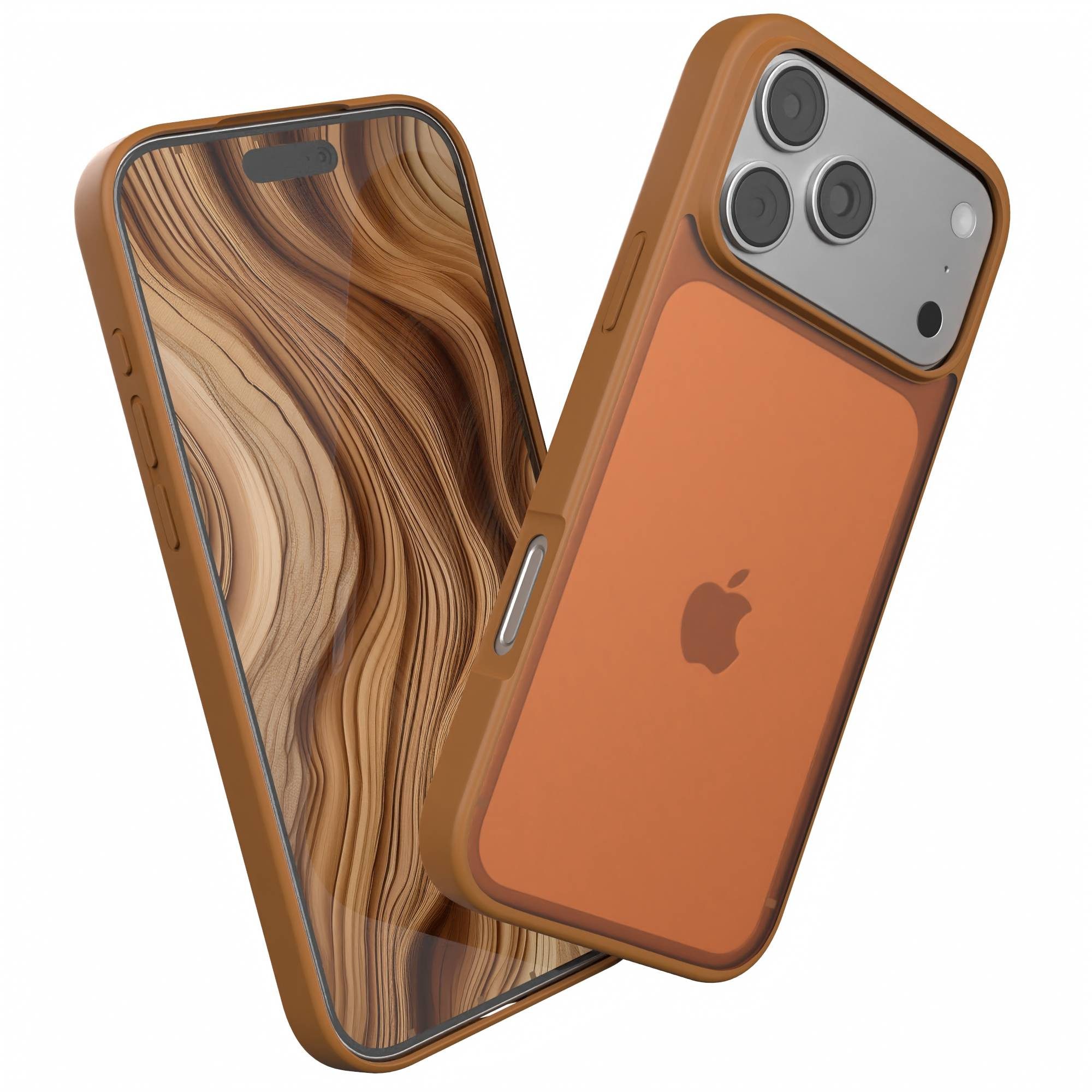 EAZY CASE Handyhülle Outdoor Case für Apple iPhone 17 Pro Max 6,9 Zoll, Handyhülle Outdoor Slimcover kratzfest transparent Braun