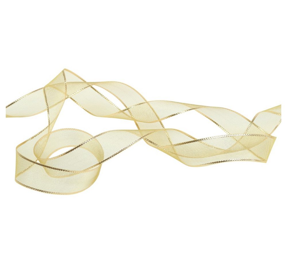 Thumbnail - HALBACH Dekoband Geschenkband Gold Ringeleffekt 25mm 25m – Dekoratives Schleifenband