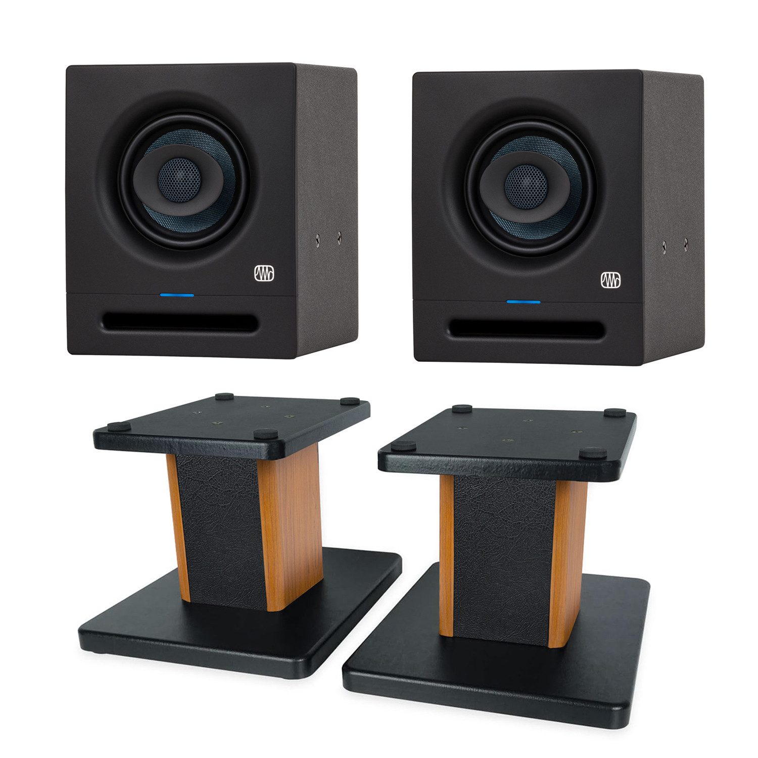 Presonus Studio-Monitor Eris Pro 4 1 Paar mit Boxenständer Palisander Lautsprecher