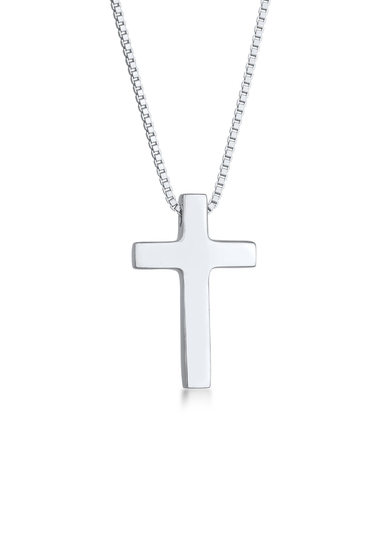Elli Premium Kette mit Anhänger Kreuz Religion Basic Unisex 925 Silber, Kreuz