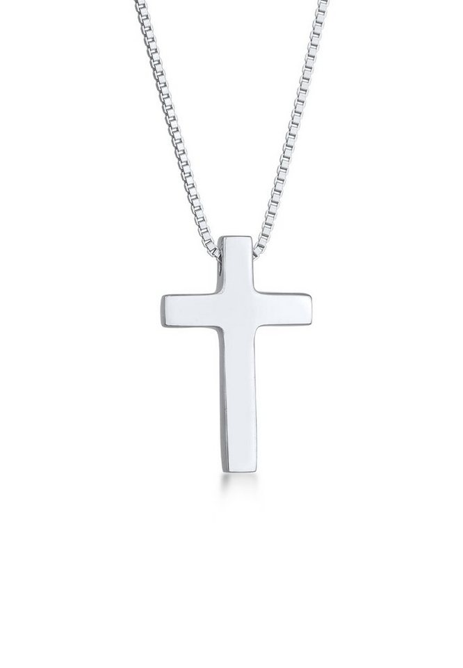 Elli Premium Kette mit Anhänger Kreuz Religion Basic Unisex 925 Silber,  Kreuz