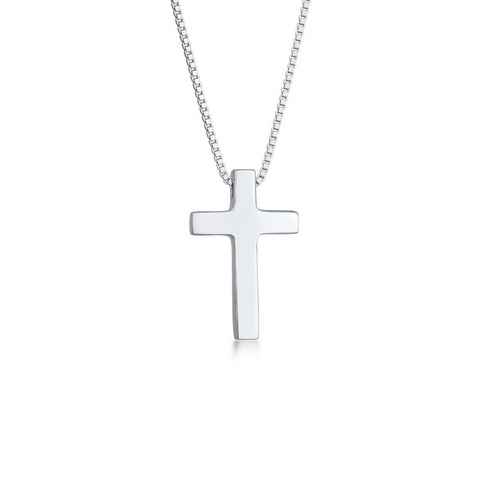 Elli Premium Kette mit Anhänger Kreuz Religion Basic Unisex 925 Silber, Kreuz