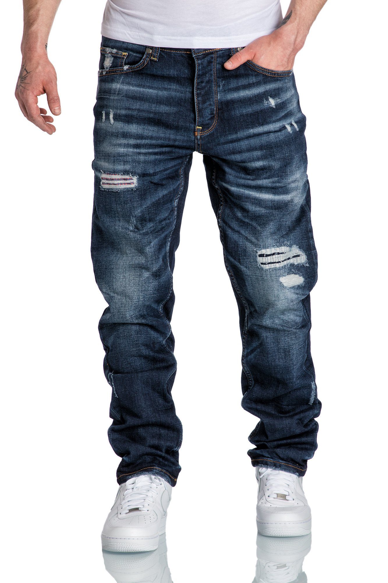 Amaci&Sons Straight-Jeans KANSAS Regular Fit Destroyed Jeans