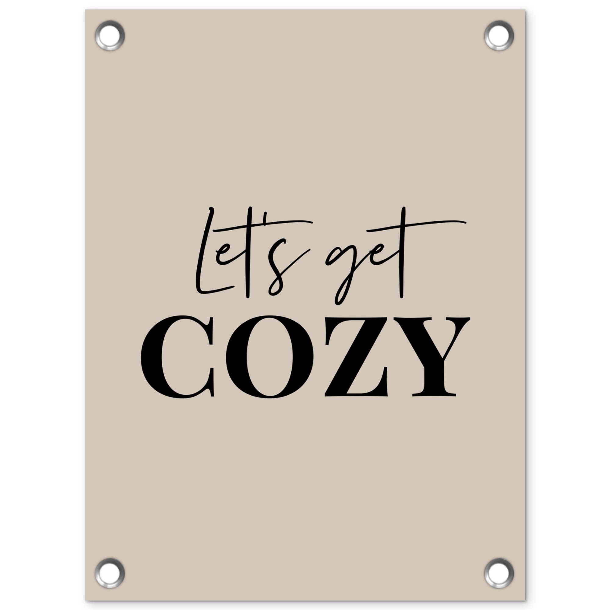 OnlyWow Poster für Garten Beige - Winter - Zitat - Gemütlich, Gartenposter, Outdoor Bilder, Gartendeko für draußen, 30x40 cm