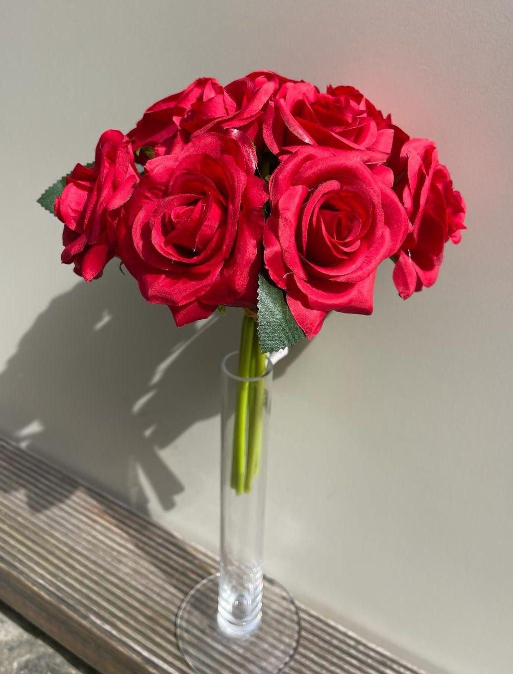 Kunstblumenstrauß Kunststrauß Rosen Gautam, rot, 25cm Rose, artplants, Höhe 25.0 cm
