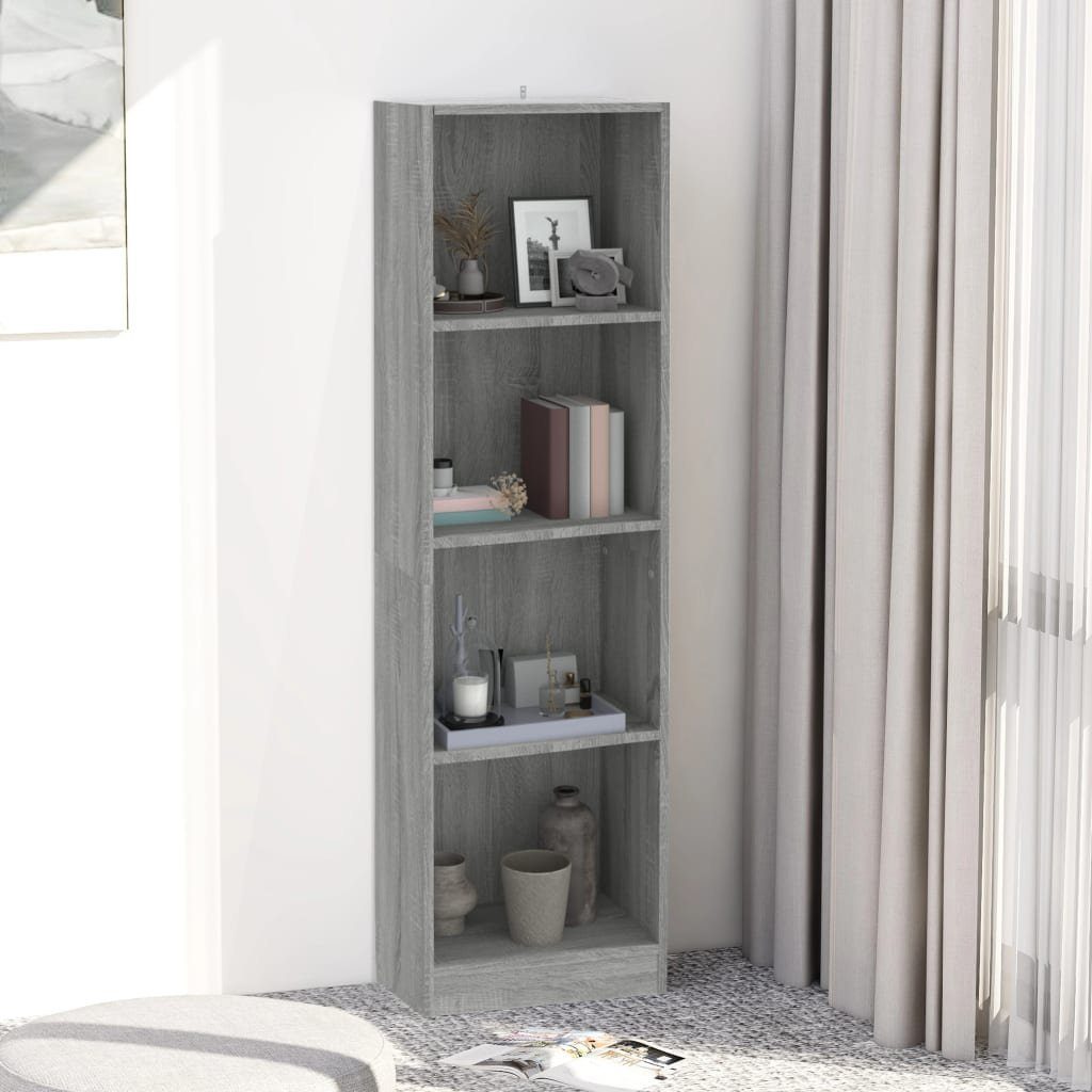 cm Bücherregal Sonoma Grau 40x24x143 4 Holzwerkstoff furnicato Fächer