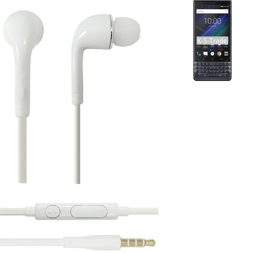 für LE u K-S-Trade mit weiß (Kopfhörer 3,5mm) Lautstärkeregler Mikrofon In-Ear-Kopfhörer Key2 Headset BlackBerry