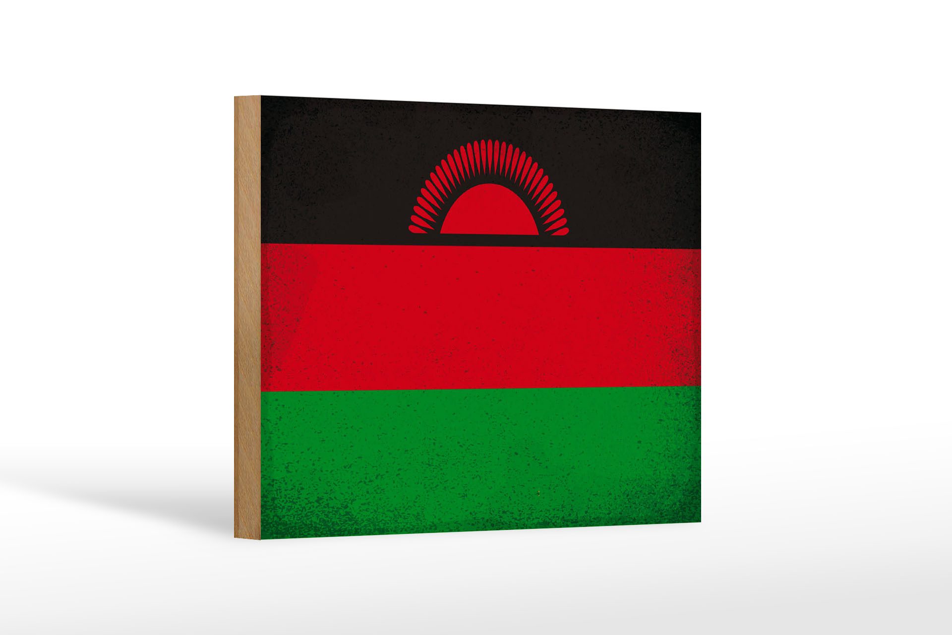 Femer GmbH Holzbild Flagge Malawi 18x12 cm Flag of Malawi Vintage, Flaggen (1 St), Glatte Holzfaserplatte (MDF), vorn beschichtet