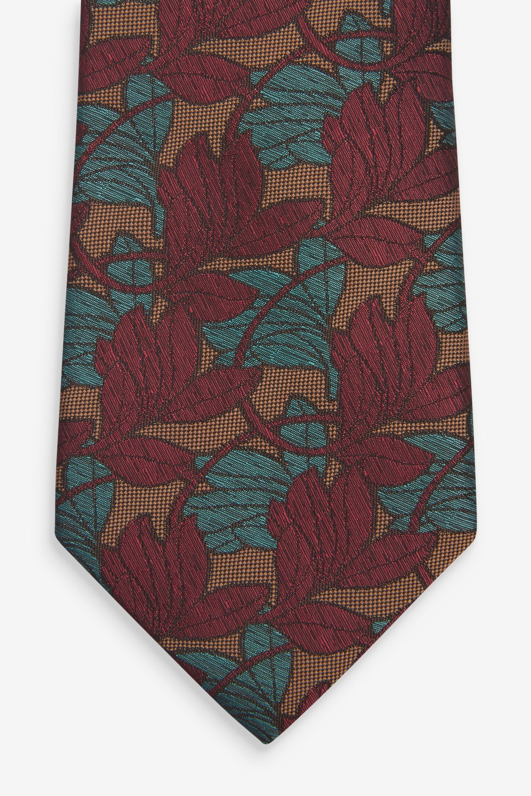 Next Krawatte Gemusterte Krawatte (1-St) Teal Blue Large Leaf