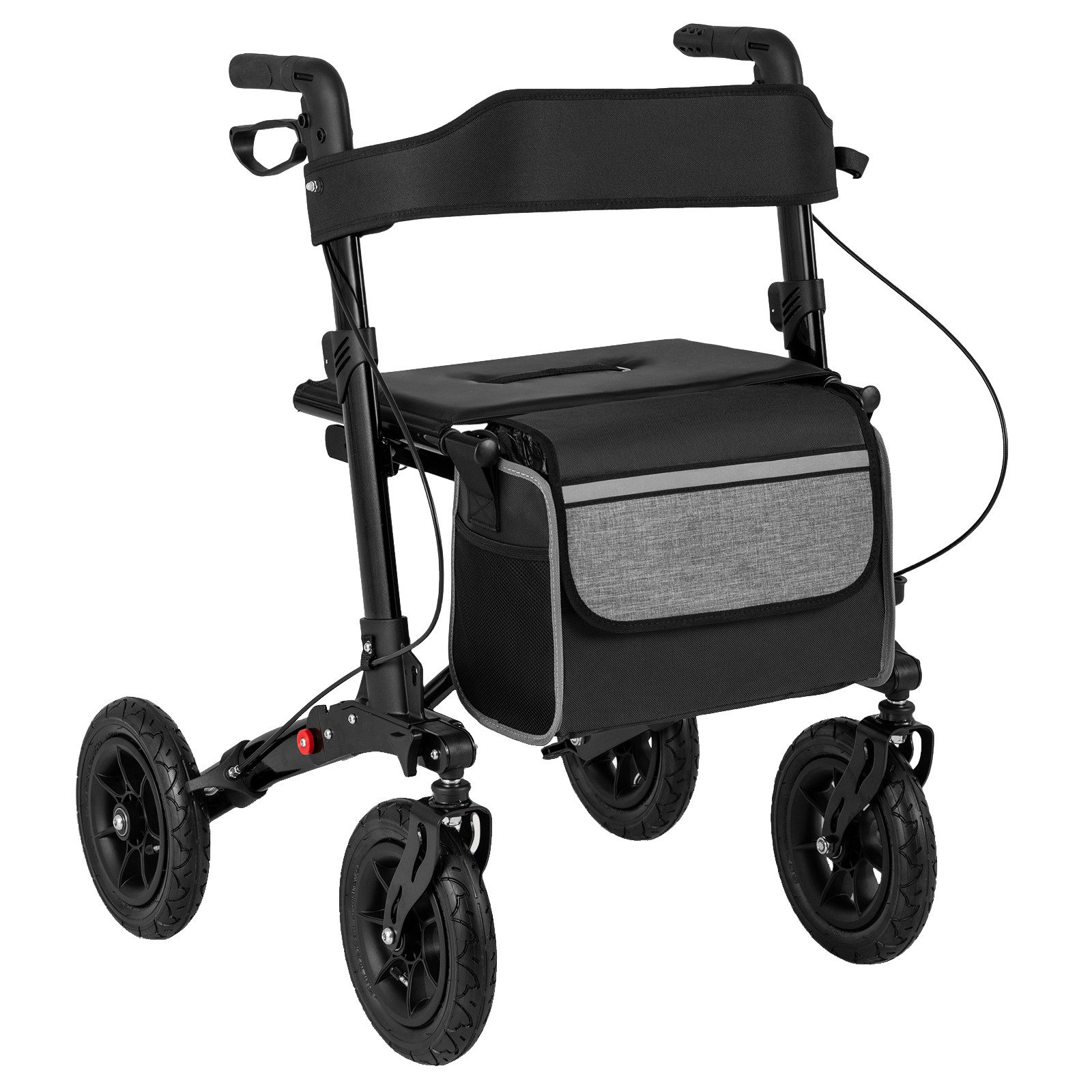 COSTWAY Rollator, Gehhilfe mit Luftbereifung, Aluminium, bis 140 kg
