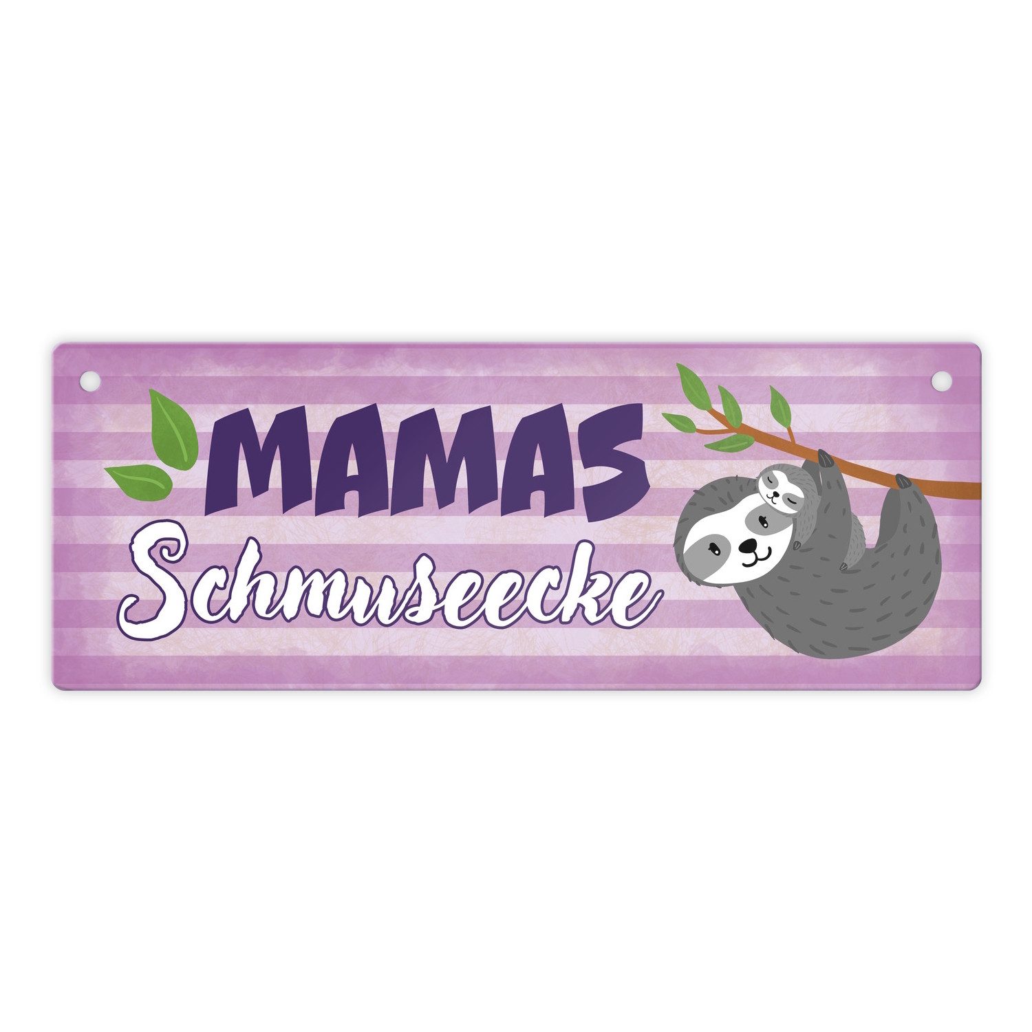 Metallschild Mamas Schmuseecke Metallschild mit Faultier