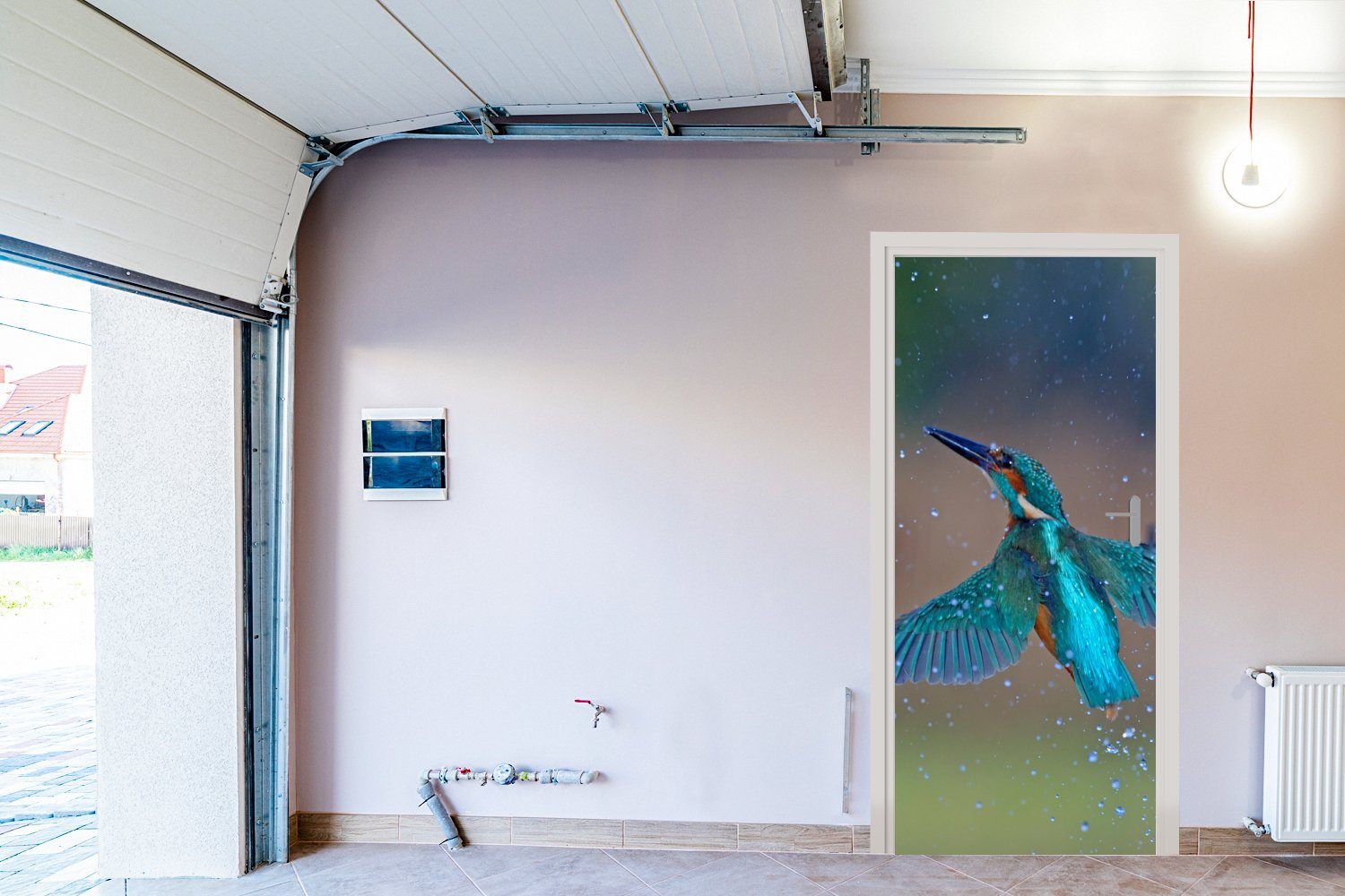 MuchoWow Türtapete Eisvogel - Tür, Matt, cm (1 - Türaufkleber, 75x205 Fototapete für Blau, Fliegen St), bedruckt