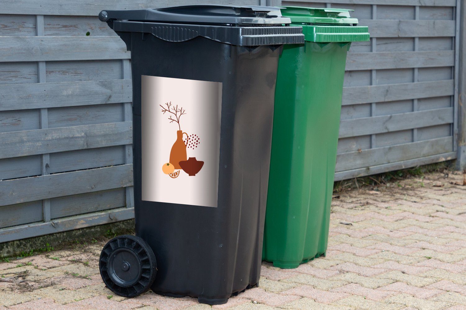 Obst Mülleimer-aufkleber, Wandsticker - Design St), Container, - Mülltonne, Abfalbehälter Vasen Sticker, (1 MuchoWow