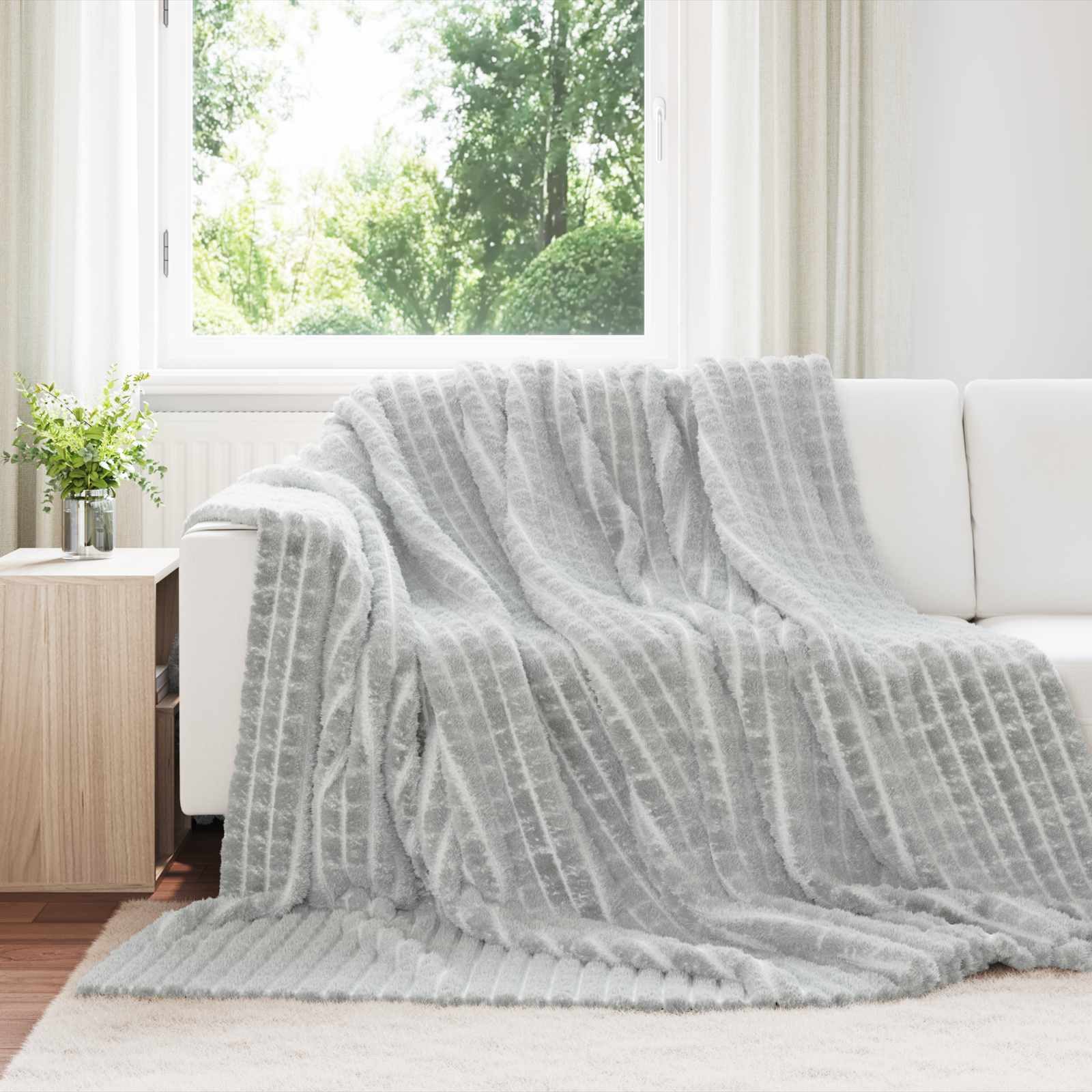 vidaXL Bettüberwurf Überwurfdecke Grau 240 x 220 cm Fleece