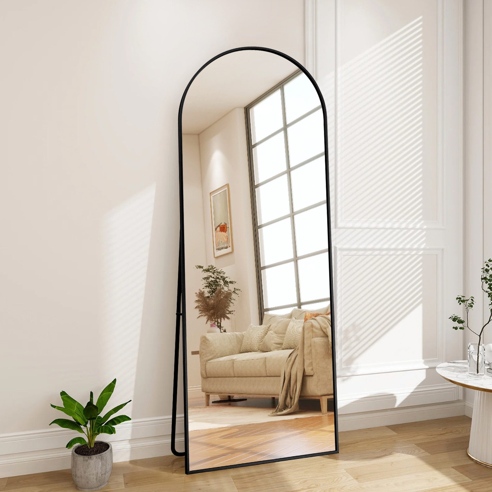PXloue Ganzkörperspiegel Großer Ganzkörperspiegel, Wandspiegel, freistehend für Wohnzimmer, Spiegel Rund,Industrial Wandspiegel, für Schlafzimmer Badezimmer