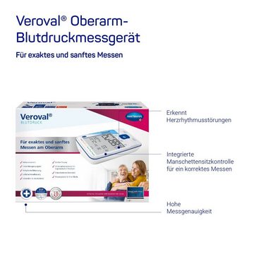 Veroval Oberarm-Blutdruckmessgerät Oberarm-Blutdruckmessgerät, Für korrektes und sanftes Messen mit Arrhythmie-Erkennung