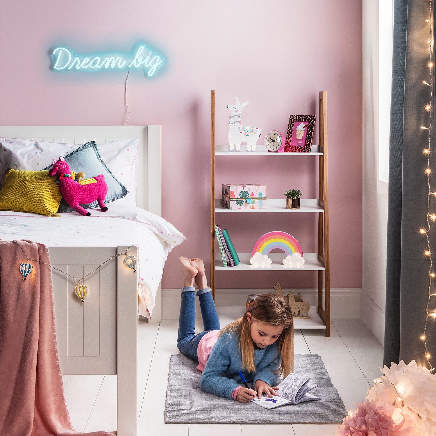 Lights4fun LED Wandleuchte Lama Wandlampe Kinderzimmer