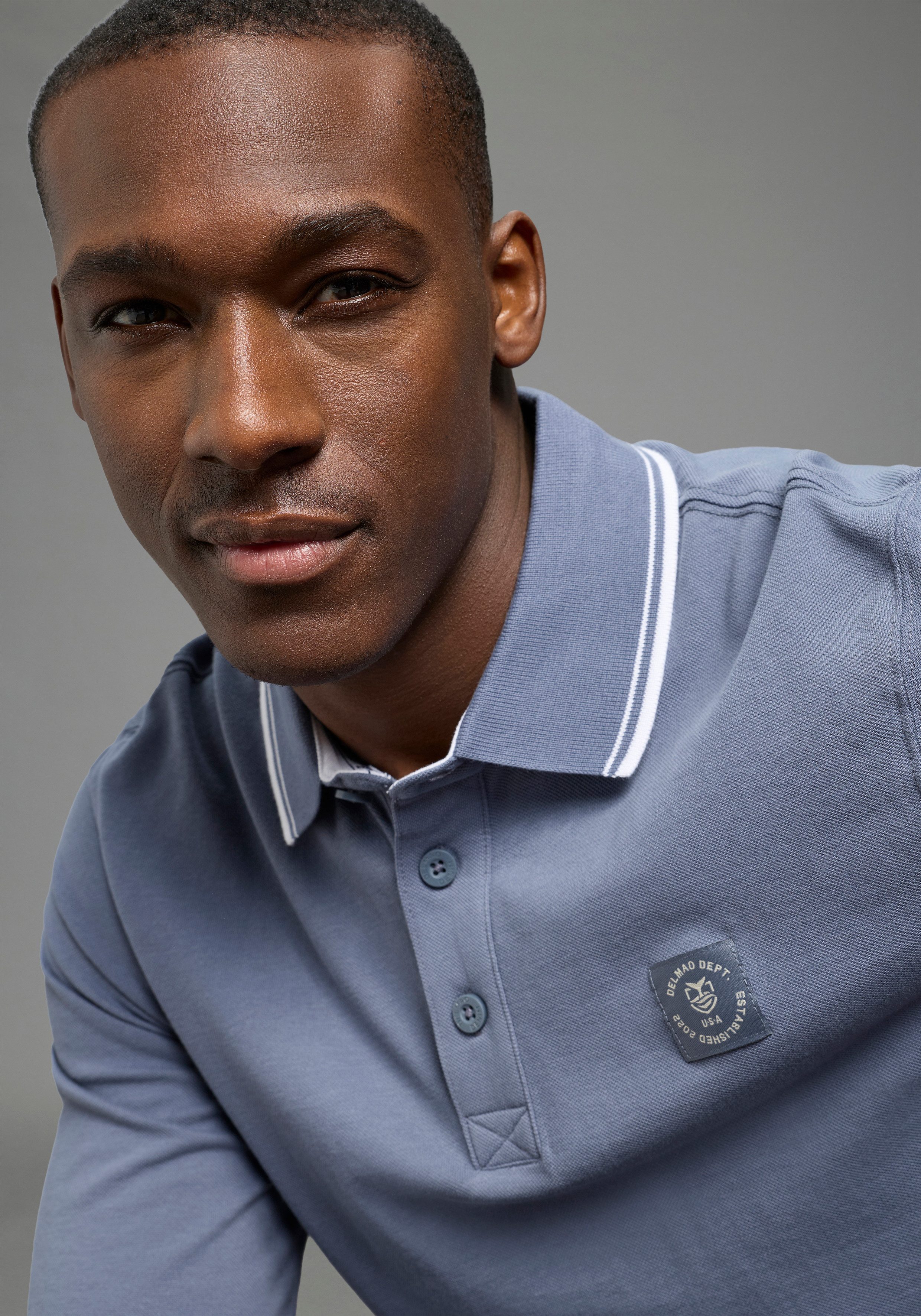 DELMAO Langarm-Poloshirt Neue Kollektion! schmale Passform, Langarm, unifarben, aus Piqué-Material