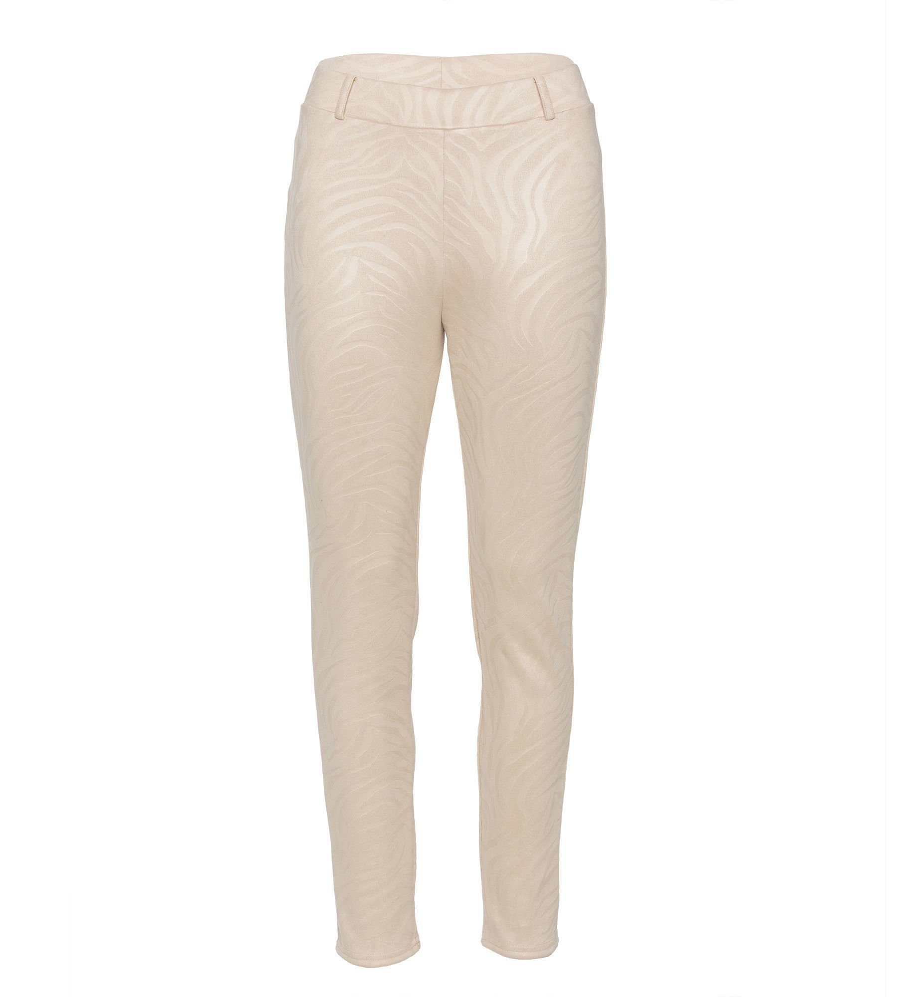 MONACO blue Stoffhose Lederimitathose koerpernah mit Tiger-Print