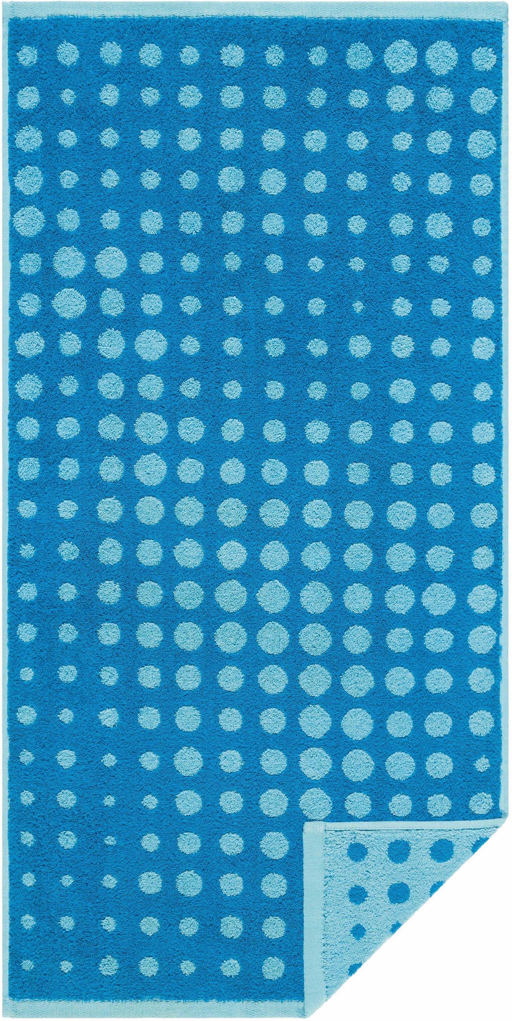 Egeria Handtuch DOT, Walkfrottee (1-St), Double Face mit Punkten, reine Baumwolle blau