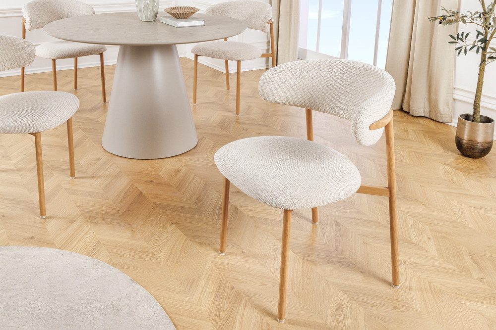 riess-ambiente Polsterstuhl BELFORT beige/natur - Strukturstoff, Metall, Eichen-Design, zeitlos (Einzelartikel, 1 St), Moderner Esszimmerstuhl - ideal für Wohnzimmer, Küche oder Homeoffice