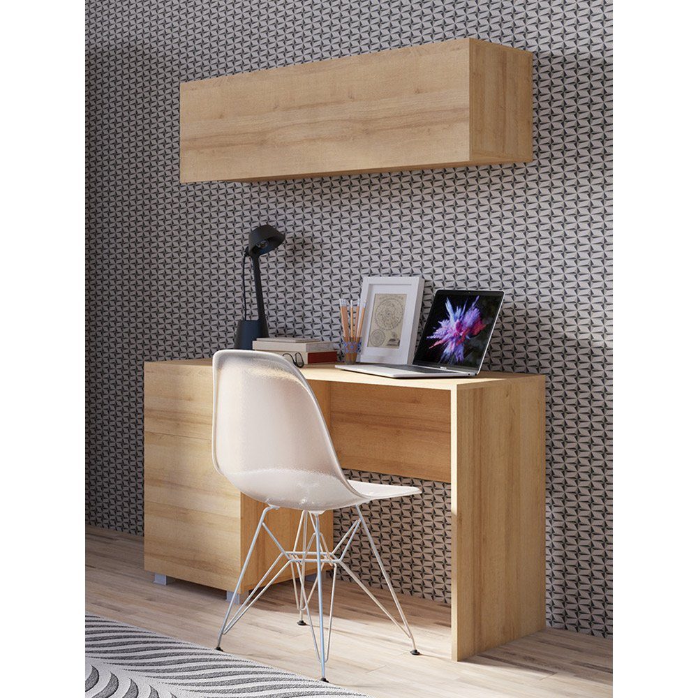 Lomadox Schreibtisch CAIRNS-132, Arbeitstisch mit Regal in Eiche Nb., Moder günstig online kaufen