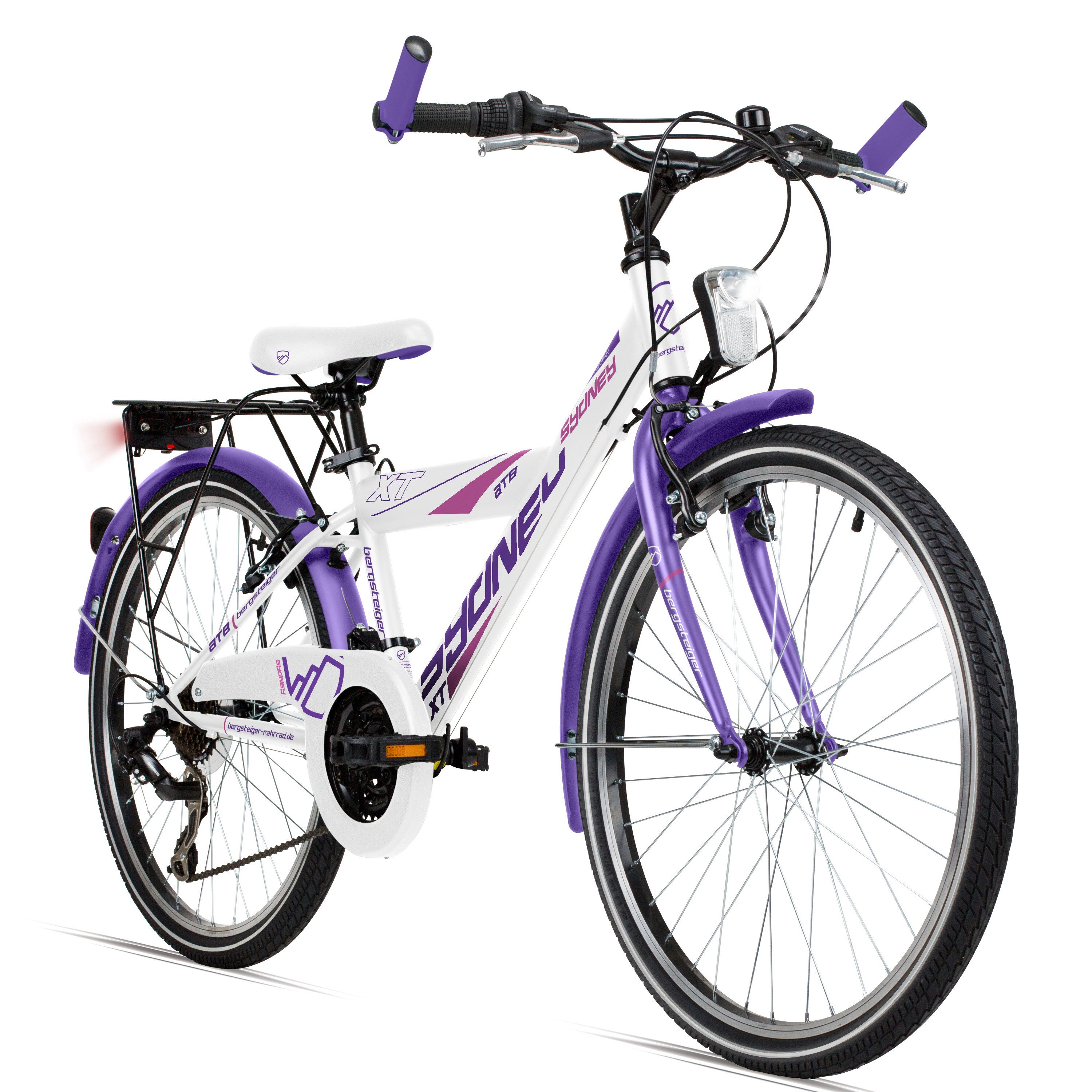 bergsteiger Kinderfahrrad Sydney 20, 24 Zoll, 6 - 9 Jahre, StVZO, Mädchen, Jungen, Shimano Tourney RD-TY300 Schaltwerk, Kettenschaltung, V-Bremsen, Dynamo