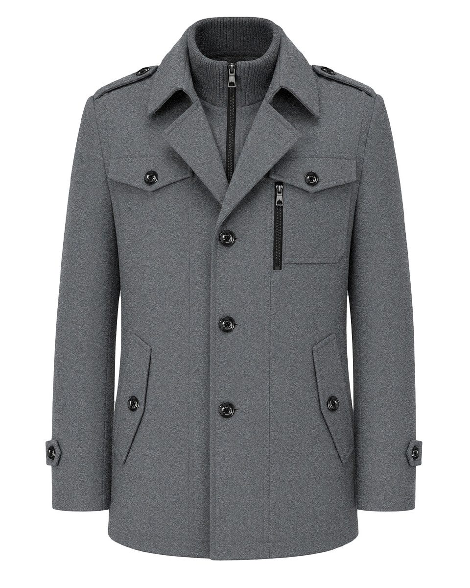 Allthemen Kurzmantel mit Doppelkragen Herren Wintermantel warmer Doppelkragenmantel Winter