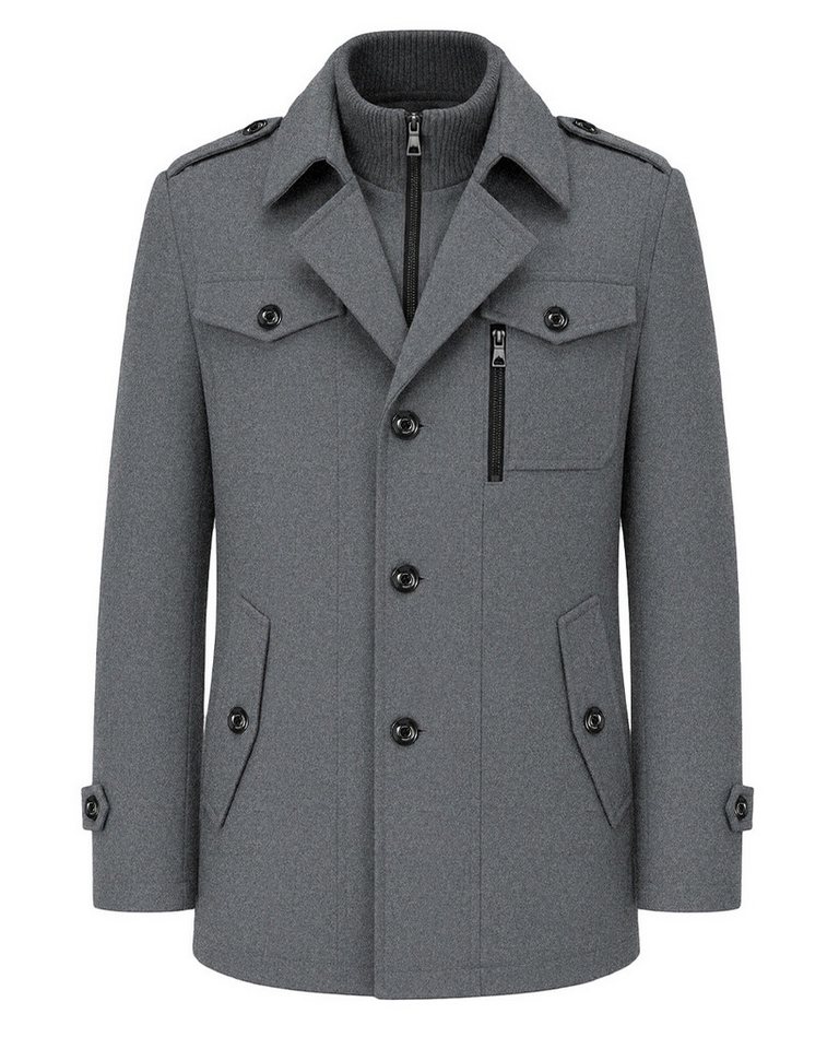 Allthemen Kurzmantel mit Doppelkragen Herren Wintermantel warmer Doppelkragenmantel Winter