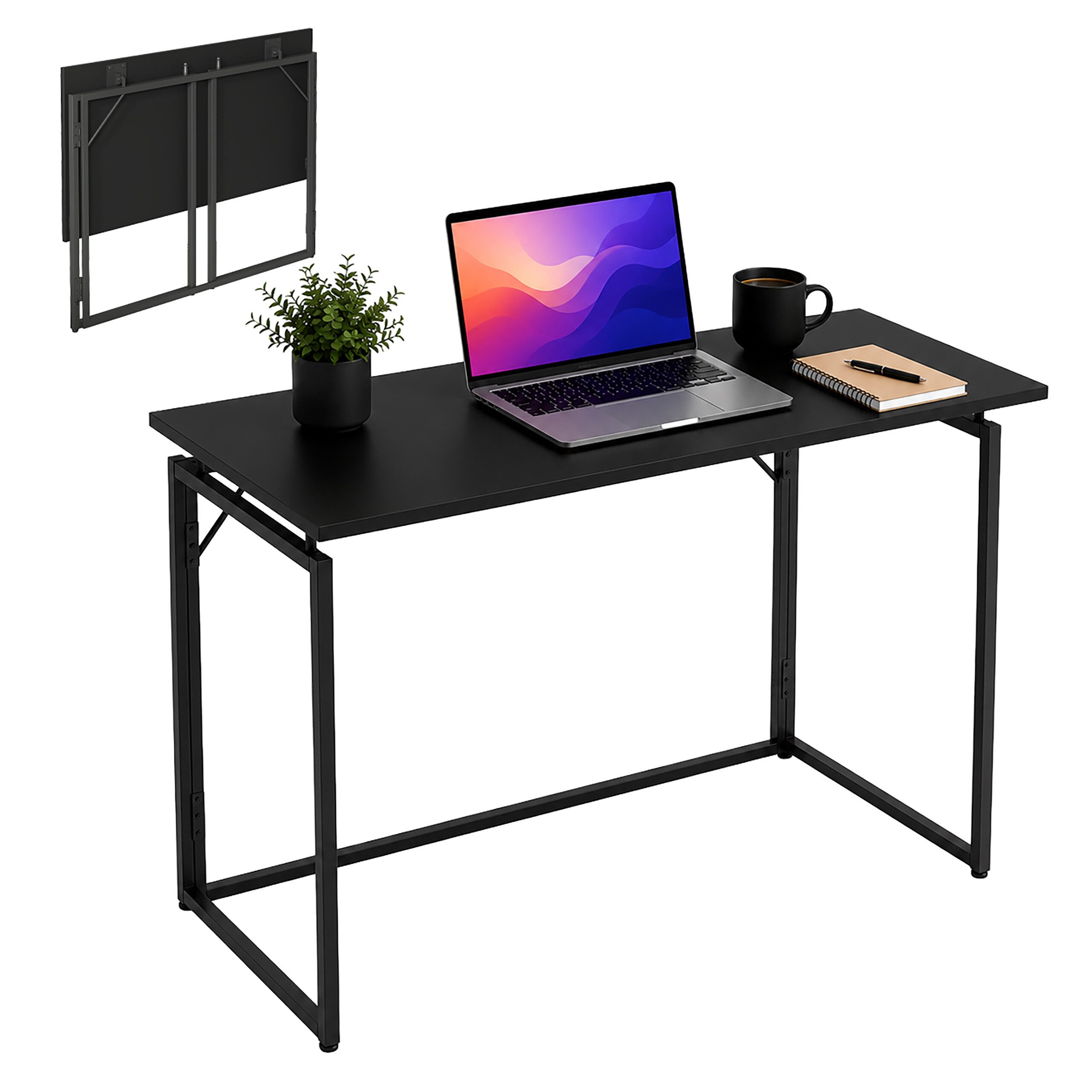 relaxdays Klapptisch Klappbarer Schreibtisch (1-St), schwarz, 100 x 50 cm